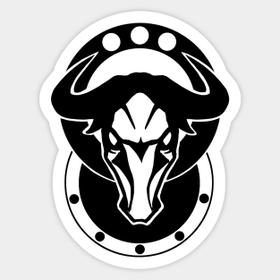 Bull Head - Original Logo Banner Sigil - Dark Design for Light Backgrounds Sticker